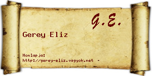 Gerey Eliz névjegykártya